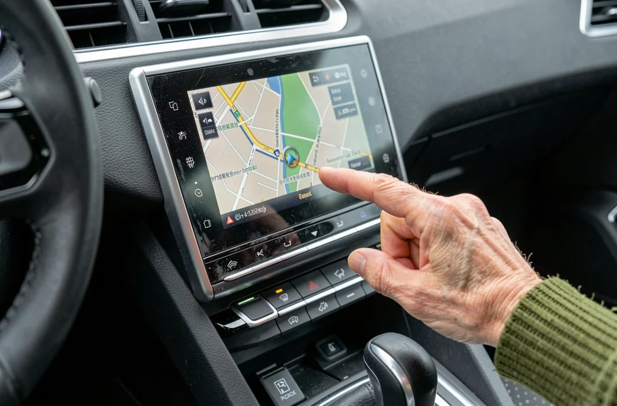 Commandes intérieures et écran tactile central de la Peugeot 308 avec accès aux réglages de conduite