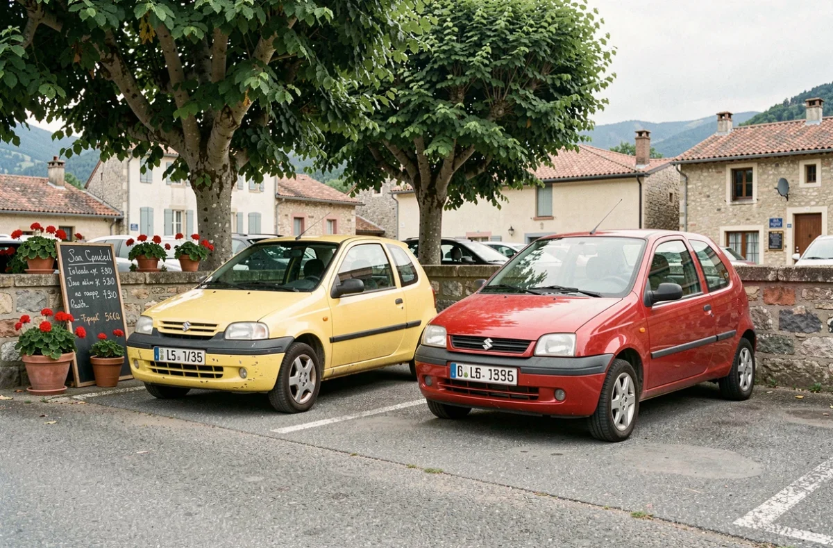 Deux voitures sans permis d'occasion exposées chez un concessionnaire en Drôme