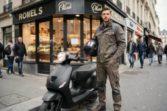 Coursier professionnel avec scooter 50cc en ville pour livraison commerciale