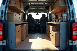 Espace de cargo organisé dans un Peugeot Expert avec rangement