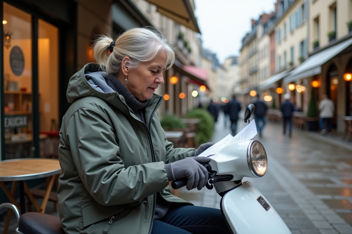 Femme vérifiant un document d