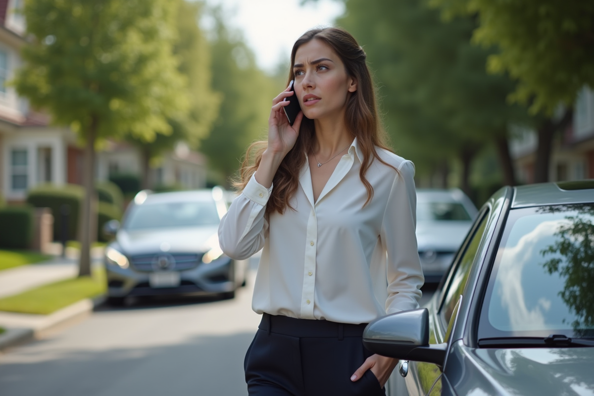 Jeune femme parlant au téléphone à côté d