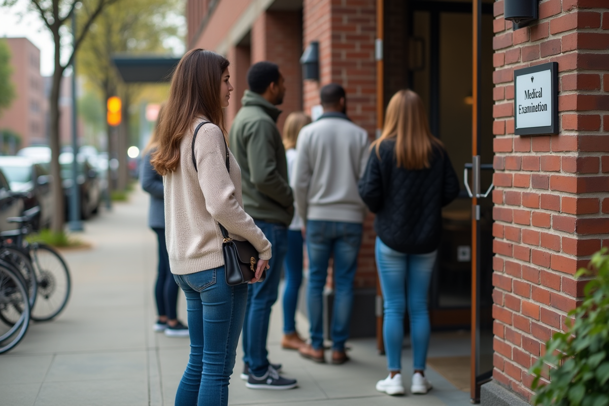 Jeune femme en file d