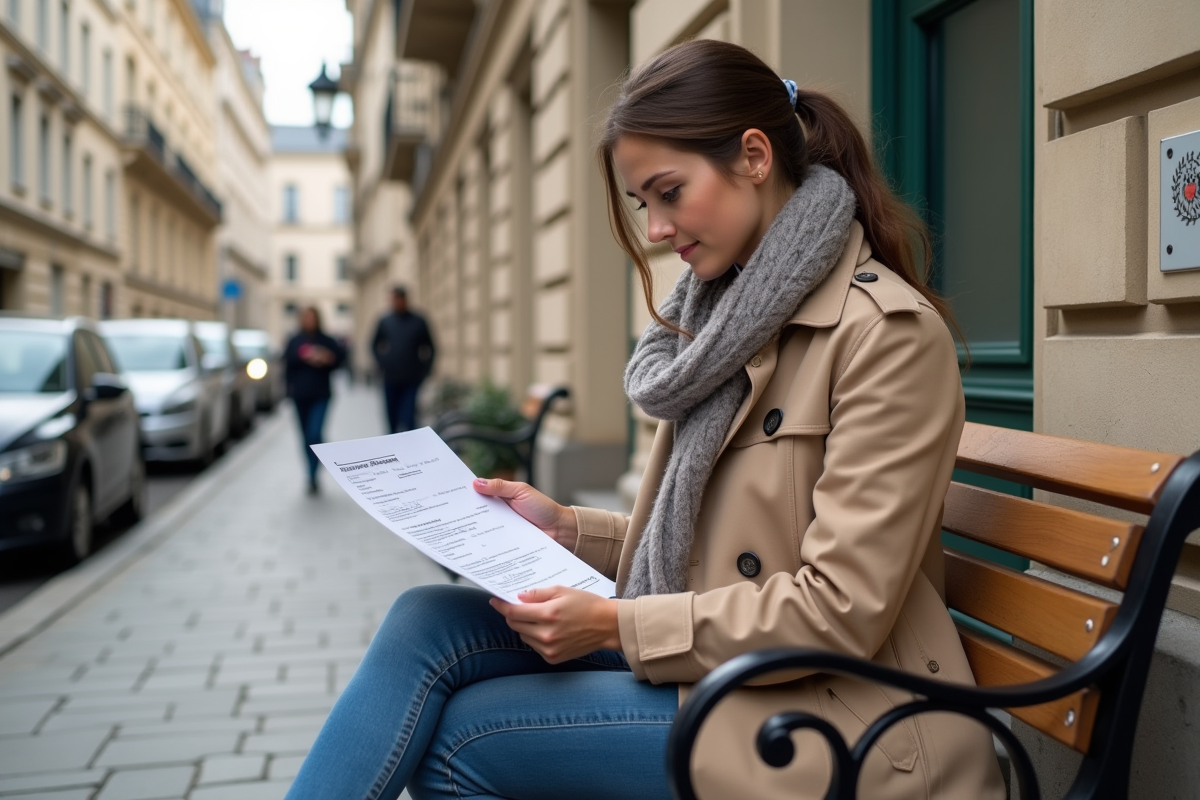 Jeune femme examinant un certificat d