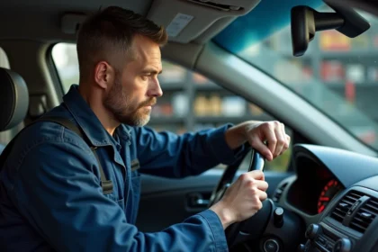 Mecanicien professionnel examine le compteur de la voiture